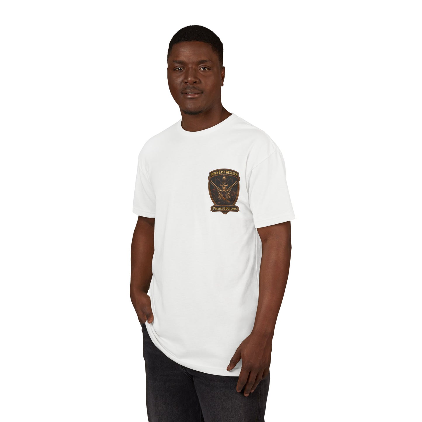 Down East Western Vintage Patch Crew T‑Shirt — Freedom Tastes Like Salt