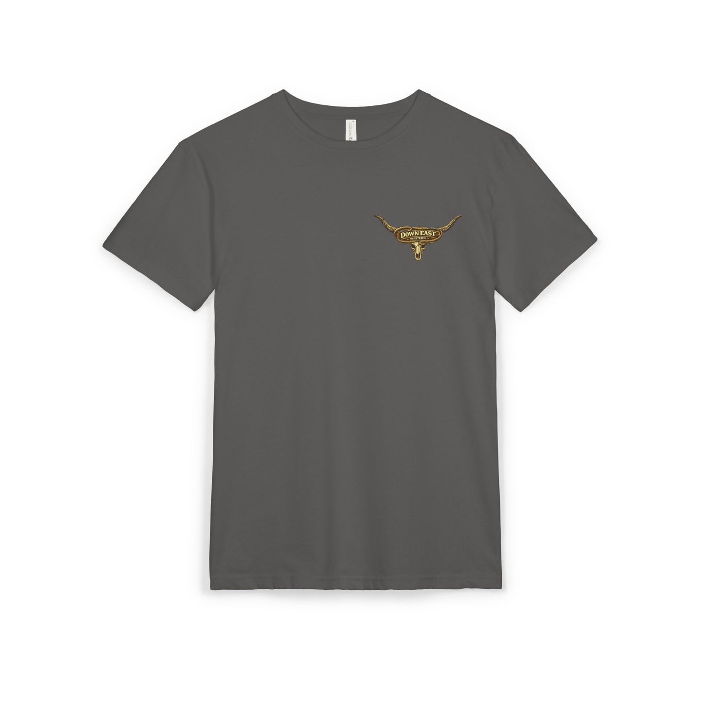 Down East Western-Longhorn Chest Patch T‑Shirt — Western Cowboy Graphic Tee