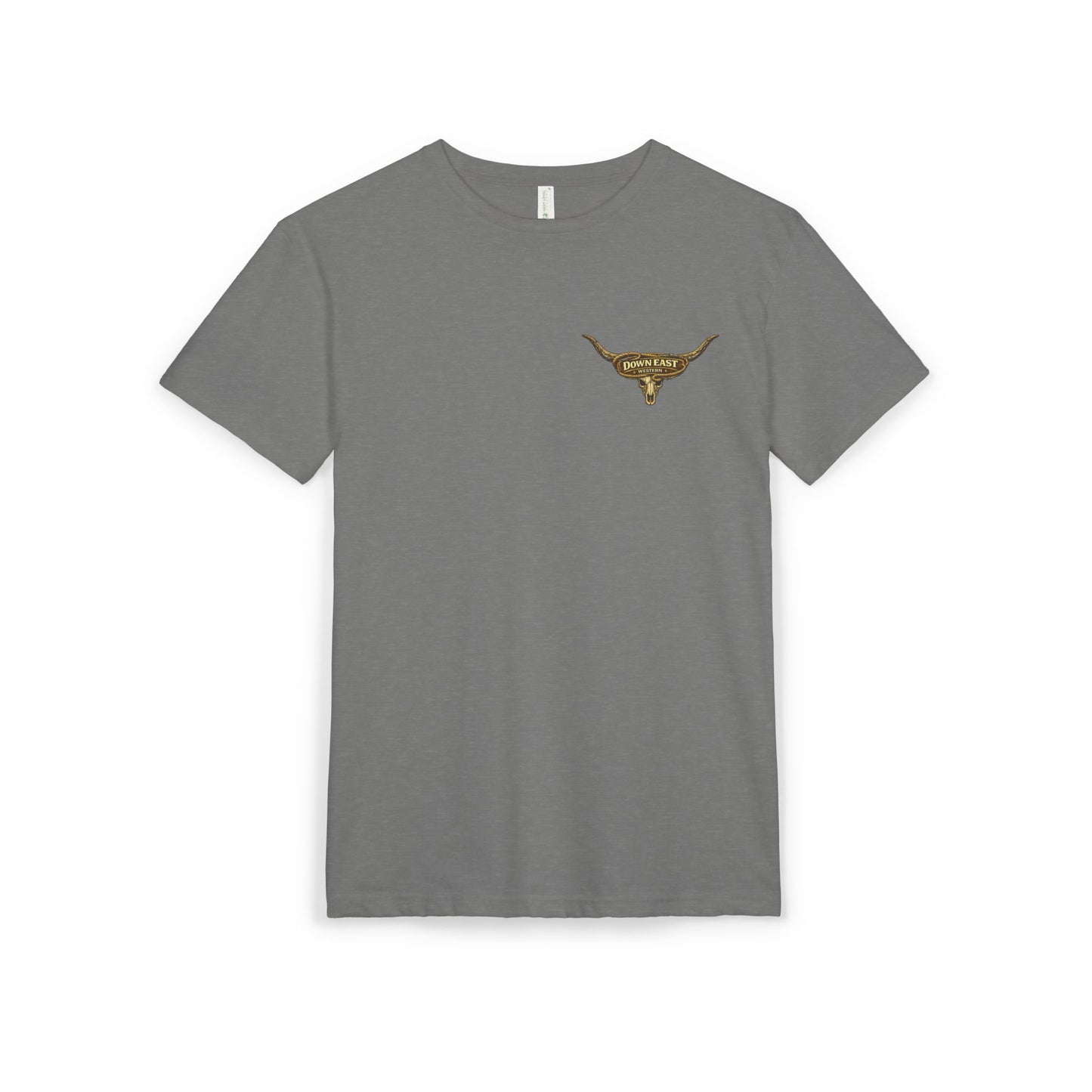 Down East Western-Longhorn Chest Patch T‑Shirt — Western Cowboy Graphic Tee