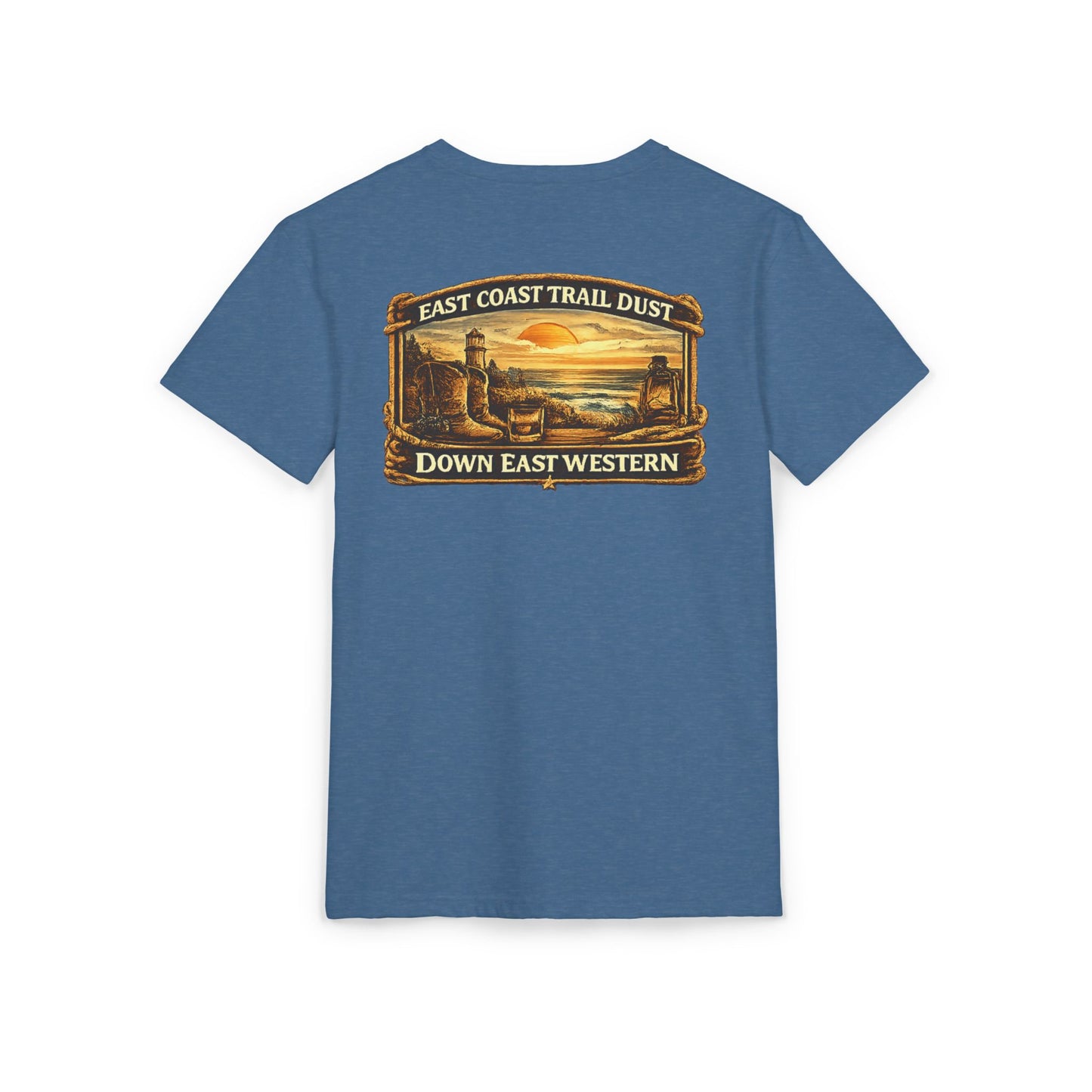 Down East Western-Longhorn Chest Patch T‑Shirt — Western Cowboy Graphic Tee