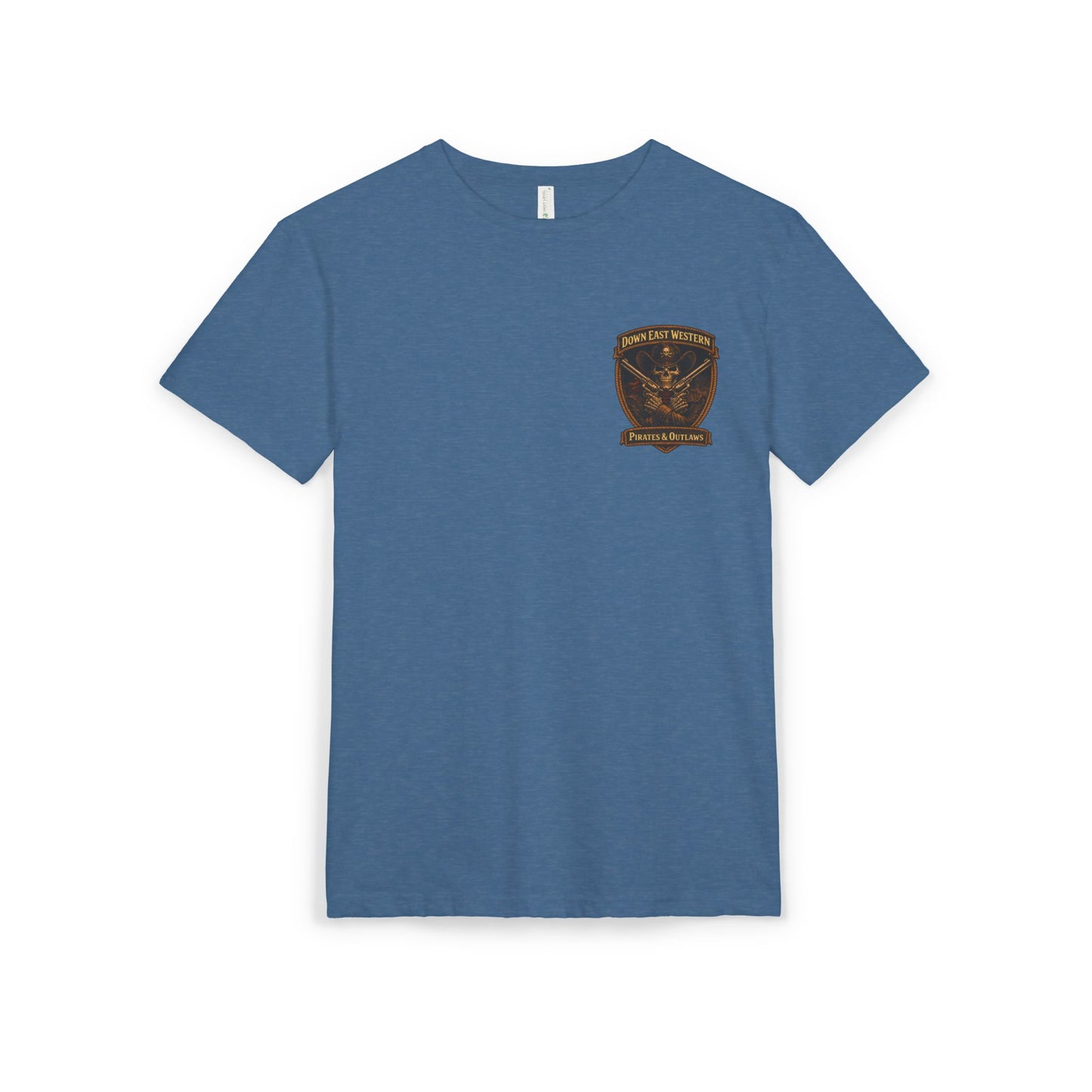 Down East Western Vintage Patch Crew T‑Shirt — Freedom Tastes Like Salt