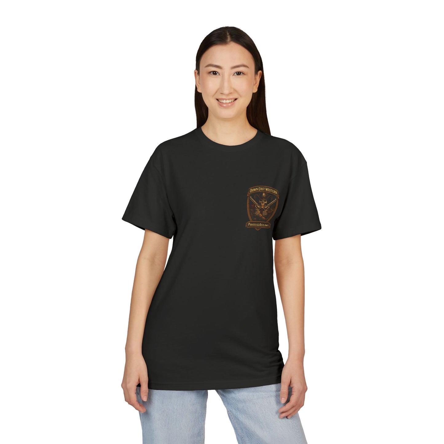 Down East Western Vintage Patch Crew T‑Shirt — Freedom Tastes Like Salt