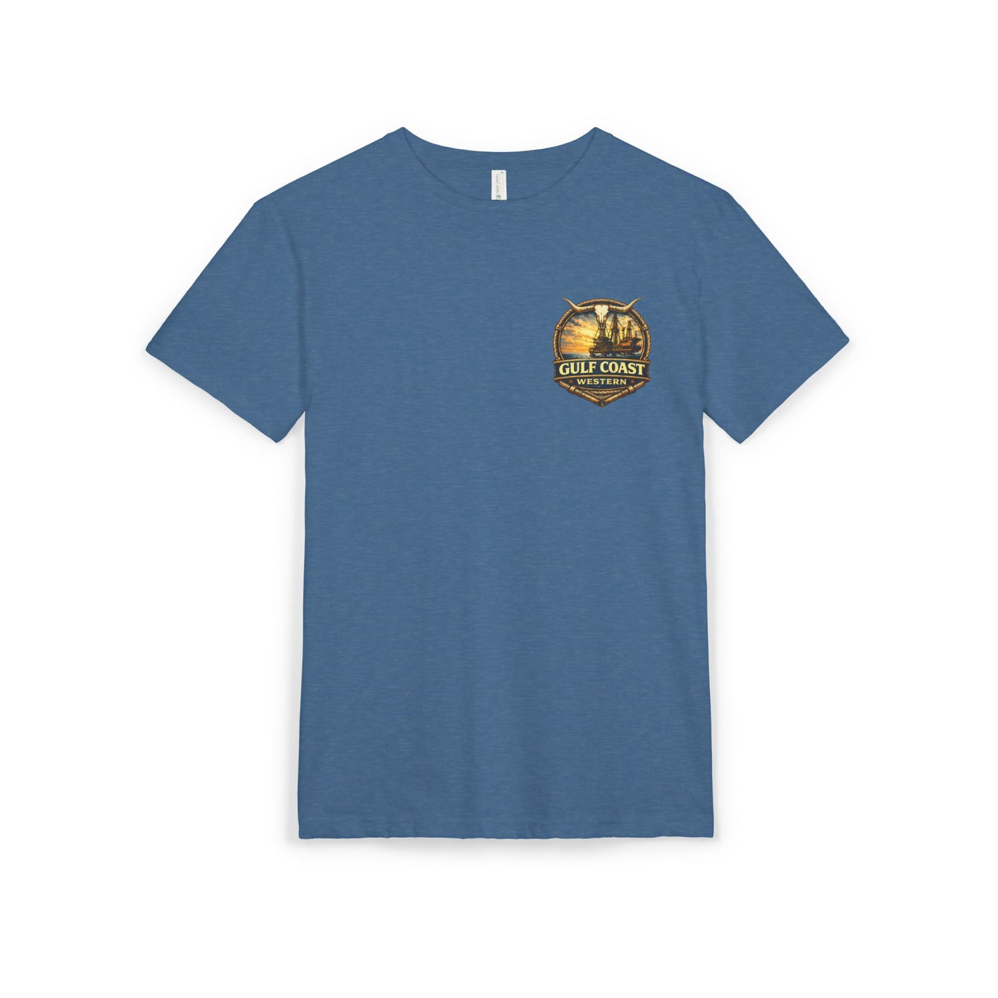 Gulf Coast Western  Fishing Graphic Tee – Vintage Palm & Sunset Pocket Design