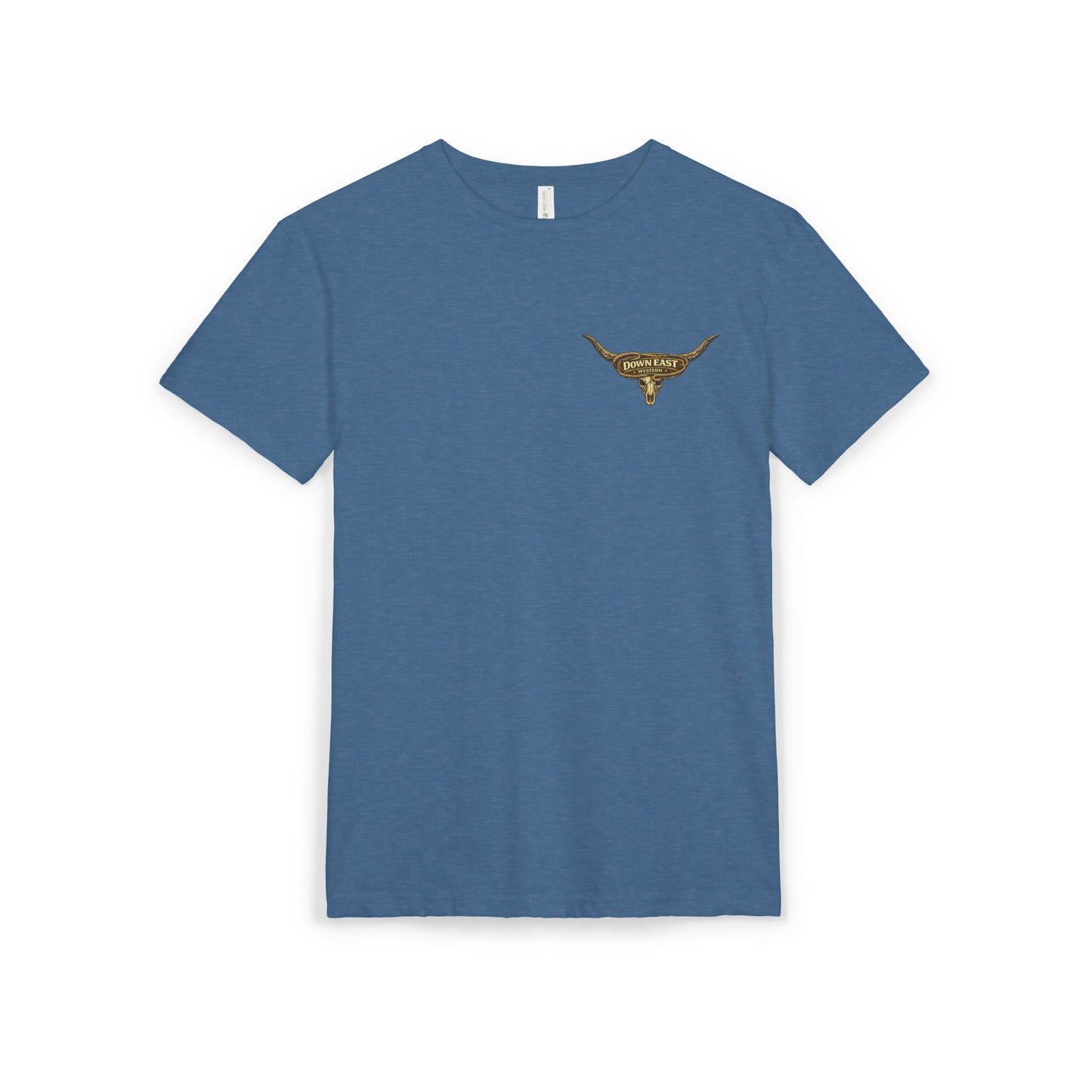 Down East Western-Longhorn Chest Patch T‑Shirt — Western Cowboy Graphic Tee