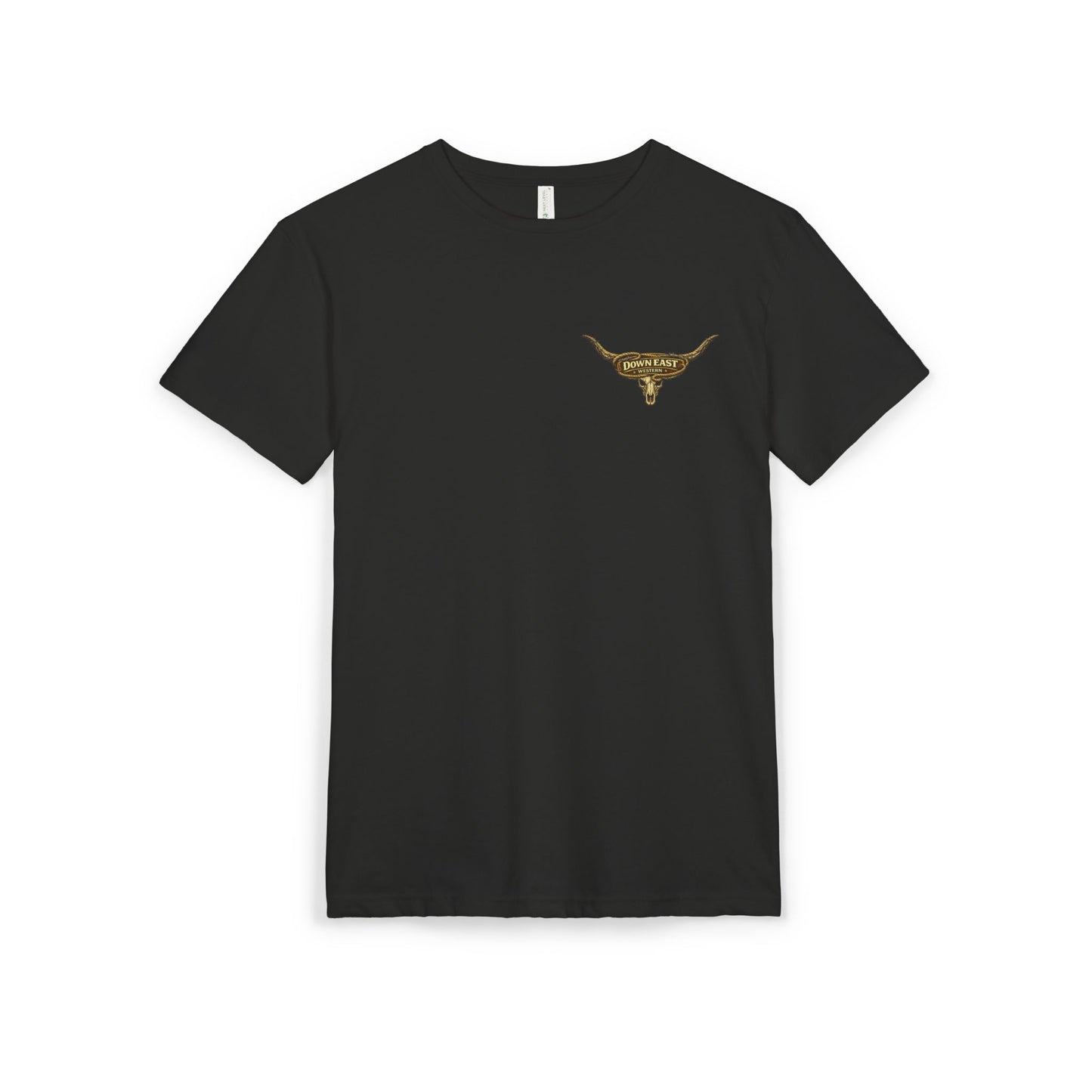 Down East Western-Longhorn Chest Patch T‑Shirt — Western Cowboy Graphic Tee