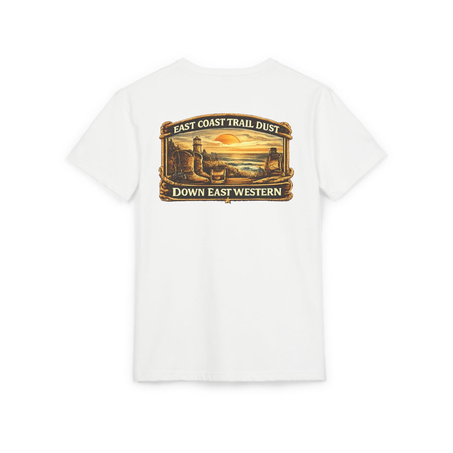 Down East Western-Longhorn Chest Patch T‑Shirt — Western Cowboy Graphic Tee