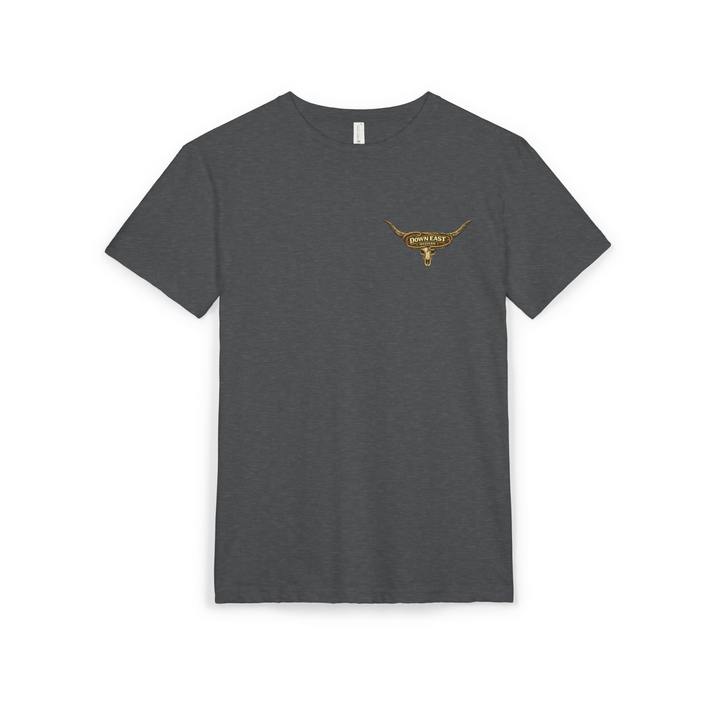 Down East Western-Longhorn Chest Patch T‑Shirt — Western Cowboy Graphic Tee