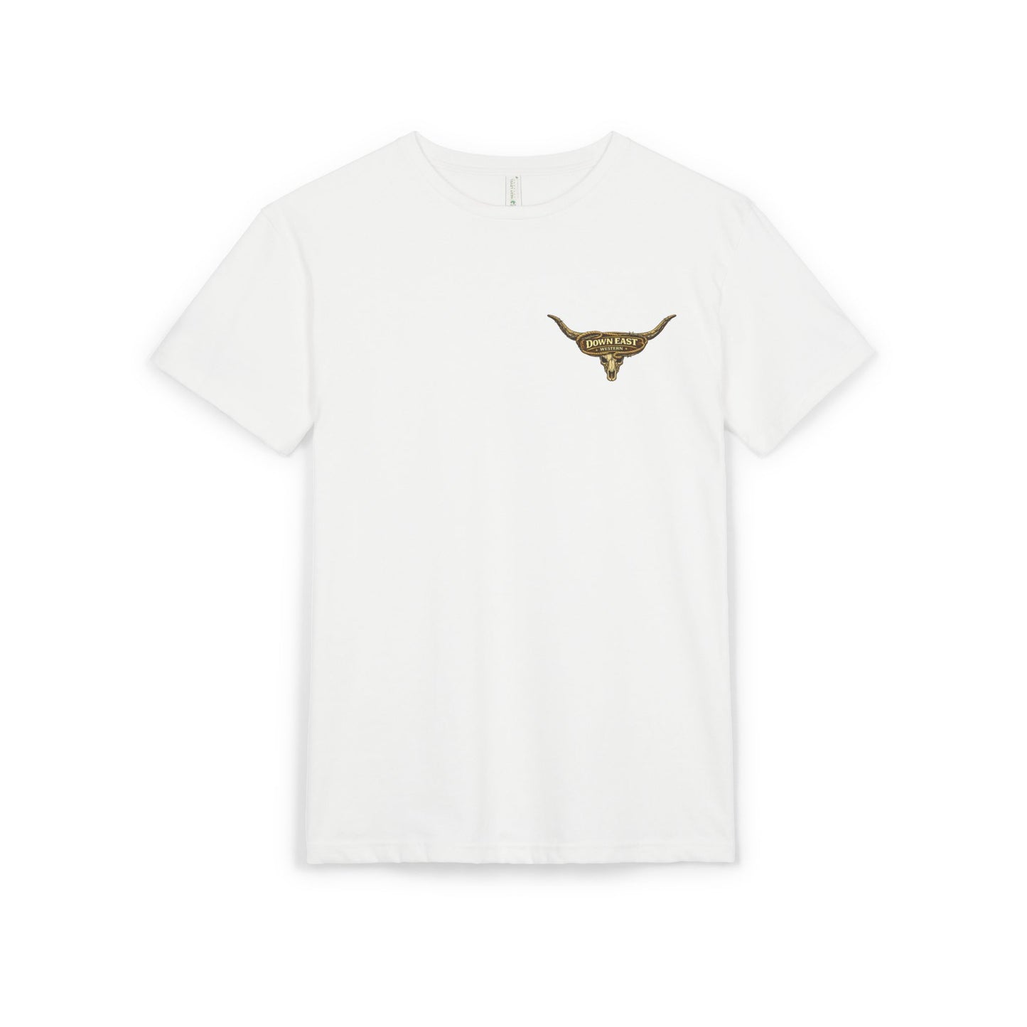 Down East Western-Longhorn Chest Patch T‑Shirt — Western Cowboy Graphic Tee