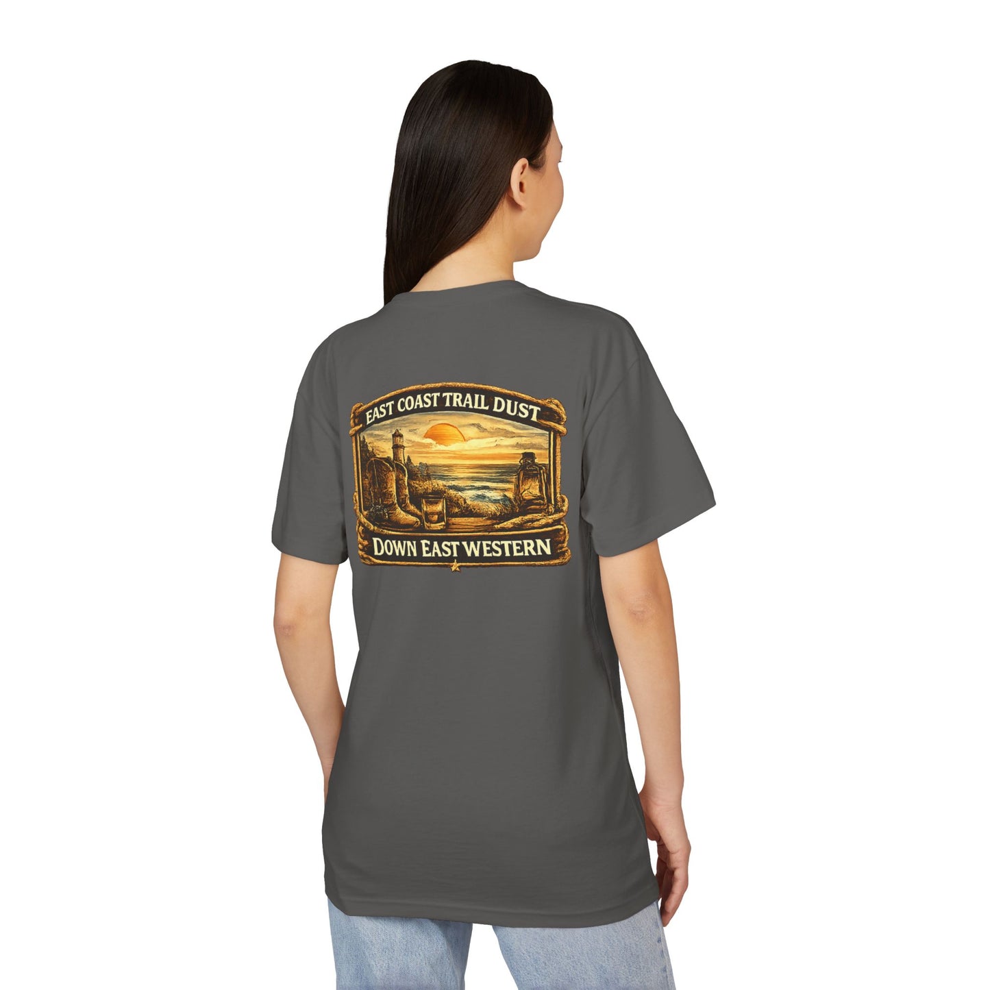 Down East Western-Longhorn Chest Patch T‑Shirt — Western Cowboy Graphic Tee